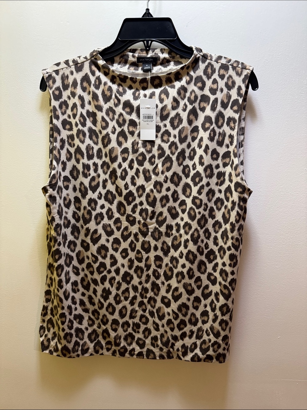 Ann Taylor Leopard-Print Sleeveless Tank in Tan and Black